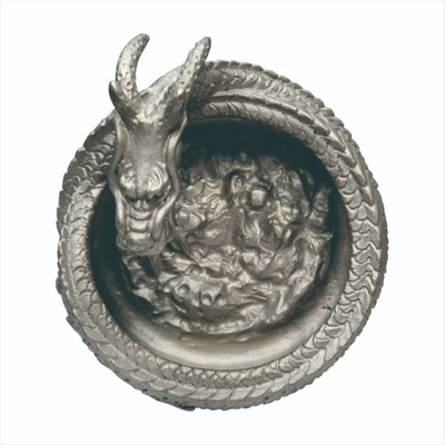 Grey Round Dragon Concrete Ashtray Outdoor Wind Proof Cement Stainless Steel Ashtray with Cover